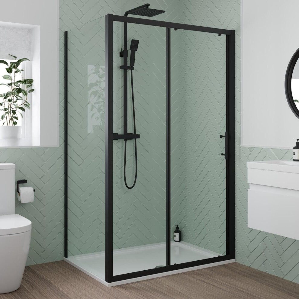 Luxura Sliding Shower Enclosure 1000 X 800Mm - 6Mm Black 5056467299629