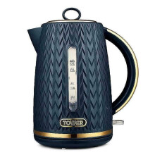 Tower Blue Kettle 1.7L 3kW Jug Stylish Empire Midnight Blue Bronze Accents