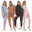 Malay Ladies Plain Tracksuit Solid Round Neck Sweatshirts Joggers Slim Fit Activewear 1