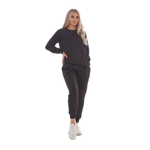 Malay Ladies Plain Tracksuit Solid Round Neck Sweatshirts Joggers Slim Fit Activewear 1