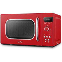COMFEE' Retro Style 800w 20L Microwave Oven with 8 Auto Menus, 5 Cooking Power Levels, and Express Cook Button - Passionate Red - CM-M202RAF(RD)