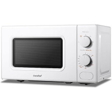 COMFEE' 700W 20L White Microwave Oven With 5 Cooking Power Levels, Quick Defrost Function, And Kitchen Manual Timer - Compact Design CM-M202CC(WH)