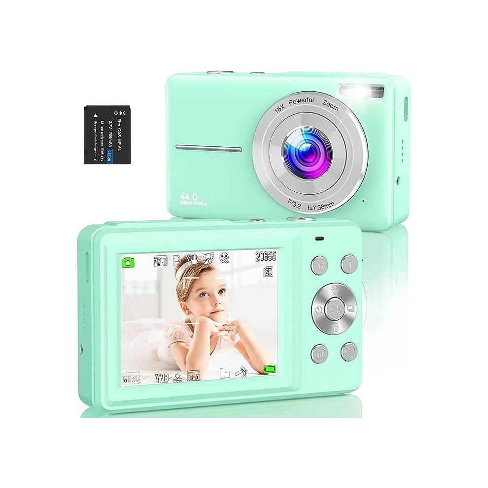 Digital Camera,Amdeurdi Vlogging Camera Rechargeable Digital Cameras With 16X Zoom Compact Camera Fhd 1080P 44Mp Compact Digital Camera For - Green 916178967840