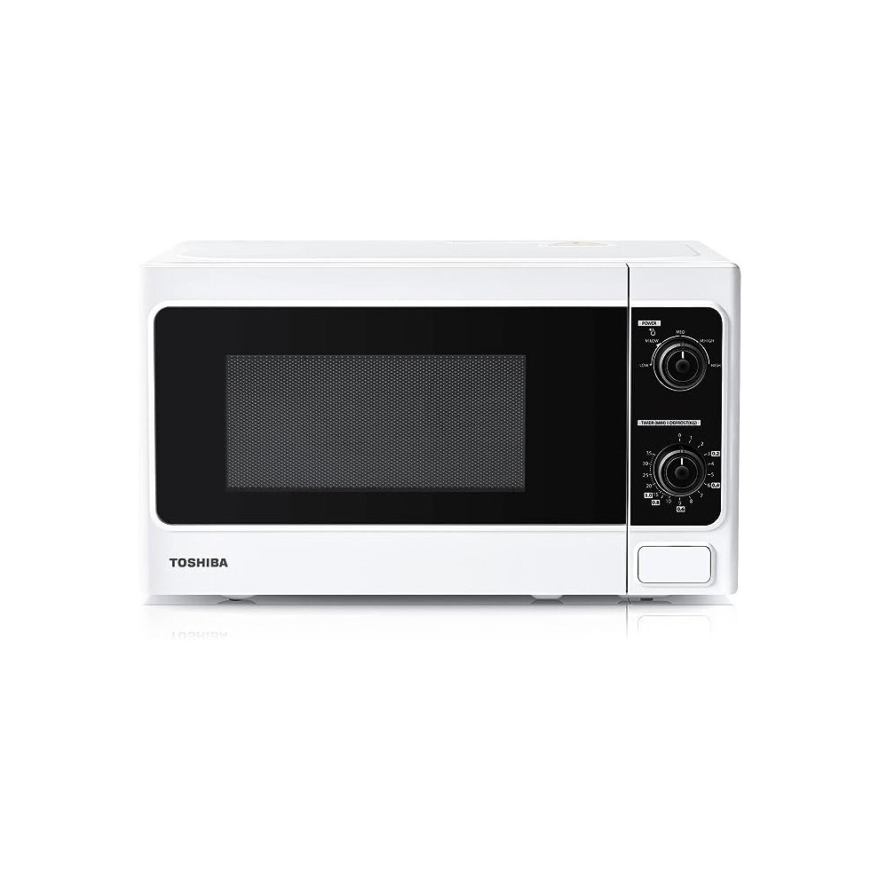 Toshiba 800W 20L Microwave Oven With Function Defrost And 5 Power Levels, Stylish Design White - Mm-Mm20p(Wh)