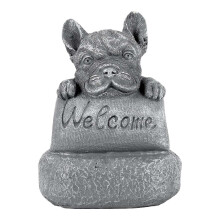 French-bulldog Welcome On A Plinth Home Or Garden Accessories Yard Garden Decor Outdoor Decoration