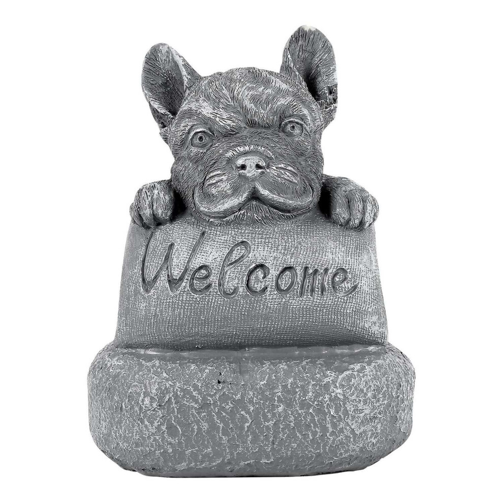 Perfet French-Bulldog Welcome On A Plinth Home Or Garden Accessories Yard Garden Decor Outdoor Decoration