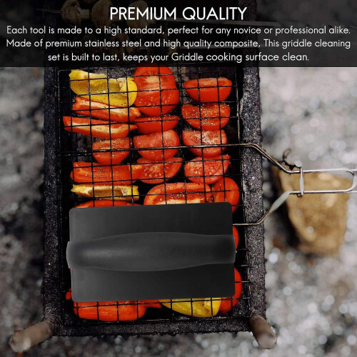 Versatility Griddle Cleaning Kit Grill Cleaner Tool Set for Hot Or Cold Surfaces Scraper Cleaning B 1