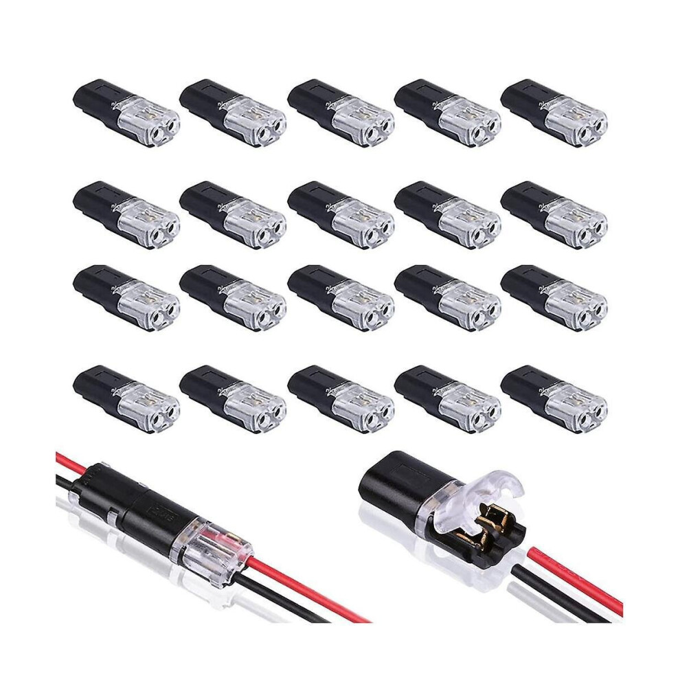 20Pcs Double-Wire Plug-In Connector With Locking Buckle,Pluggable Connectors 2 Pin 2 Way Universal 4800084644260