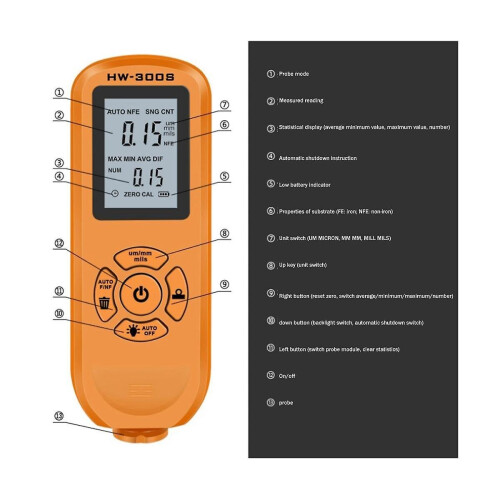 Digital Coating Thickness Gauge 0.01mm/1mil Thickness Meter&vertical Screen Lcd Display Calibration 2