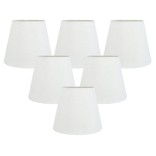 Set Of 6 White Fabric Cloth Clip On Chandelier Lamp Shades, Replacement Compatible with E14 Wall Lamp Chandelie