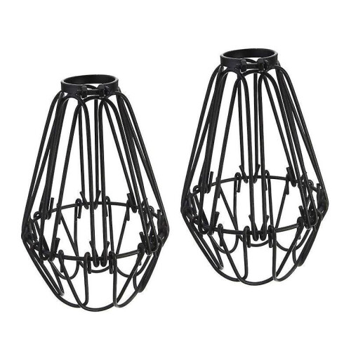 Adjustable Wire Cage Lampshade, 2 Pack Metal Bird Cage Bulb Guard Island Pendant Lighting Fixture D