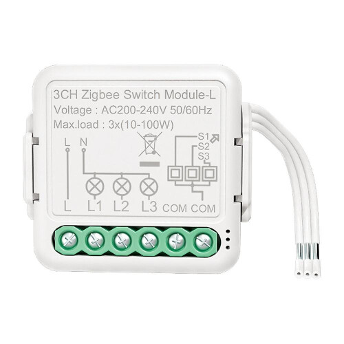Tuya Zigbee Light Switch Module No Neutral Wire, 2 Way Control Diy Smart Breaker Works with Google 2