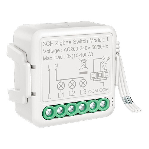 Tuya Zigbee Light Switch Module No Neutral Wire, 2 Way Control Diy Smart Breaker Works with Google 1