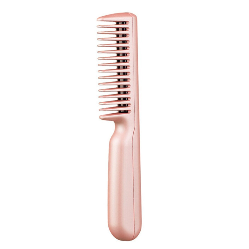 Tauoh Pink Electric Cordless Hair Straightener And Curling 2 In 1 Dry Comb Mini Usb Charging Hot Straightening