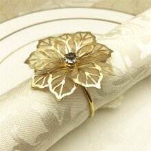 60Pcs Flower Design Napkin Rings Metal Gold Napkin Buckle Napkin Ring Holder