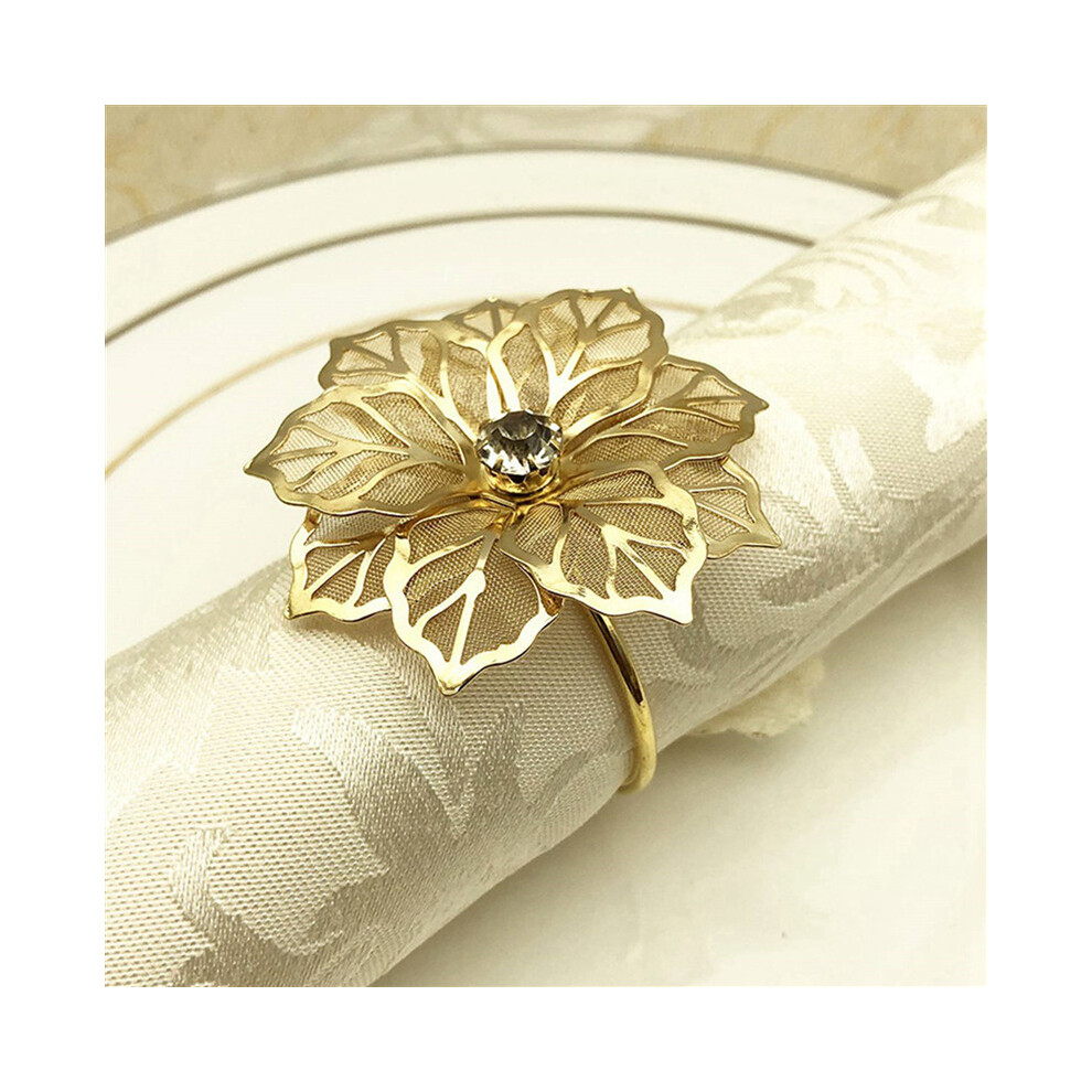 60Pcs Flower Design Napkin Rings Metal Gold Napkin Buckle Napkin Ring Holder