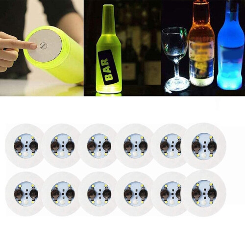 LED Coaster,12 Pack Coasters,LED Bottle Lights,LED Sticker Coaster Discs for Flash Cup 1
