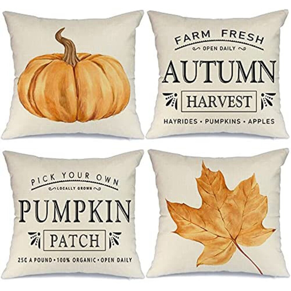 Fall Decor Pillow Covers 18X18 4 Outdoor Fall Pillows Decorative Throw Pillows Farmhouse Autumn Cushion Case