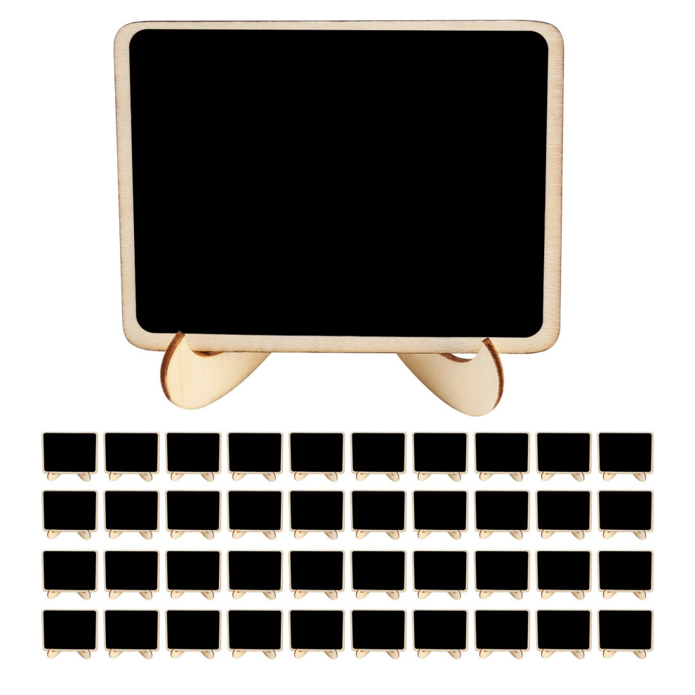 40 Pack Mini Wooden Signs Small Blackboard with Support Easel Stand for Wedding and Theme Party