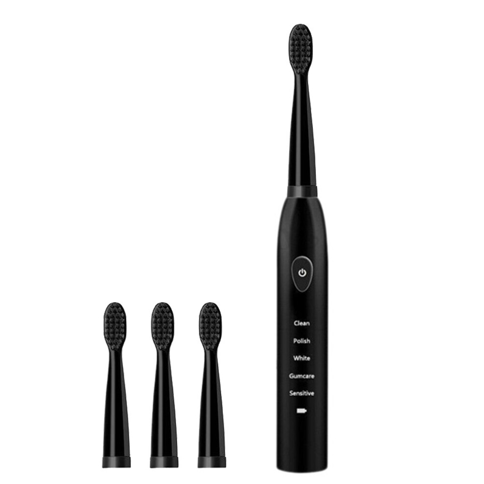 Ultrasonic Sonic Electric Toothbrush Charging Tooth Brushes Washable Electronic Whitening Teeth Adult Timer Brush,Black