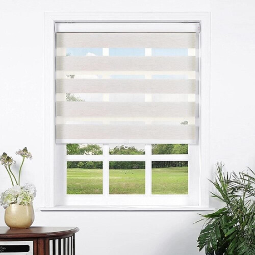 (Linen) Zebra Day and Night Roller Blind 60 x 165cm Light Filtering Adjustable Window Blinds