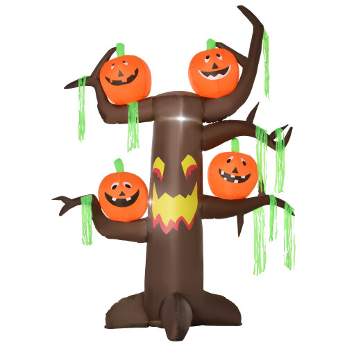 HOMCOM Inflatable Halloween Ghost Tree Pumpkins LED Lights