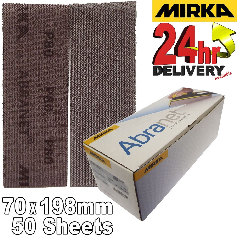 Mirka Abranet 70X198mm P80 Grit 50X Hooknloop Dust Free Sanding Abrasive Strips 6416868540147