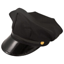 Adult Chauffeur Prom Limousine Driver Black Peaked Cap Hat Fancy Dress Costume