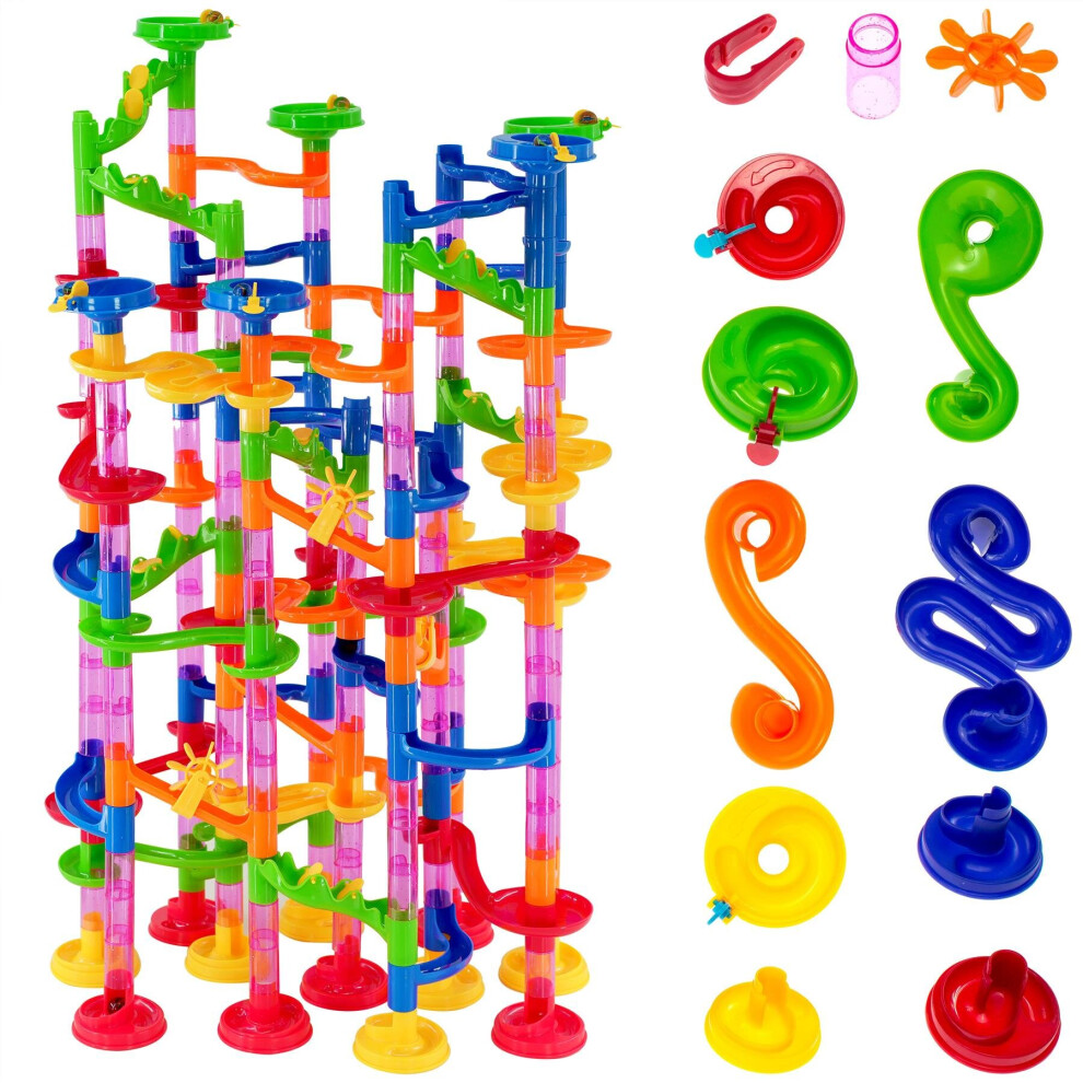 The Magic Toy Shop 219pcs Marble Run Race Set - 159 Pieces & 60 Marbles