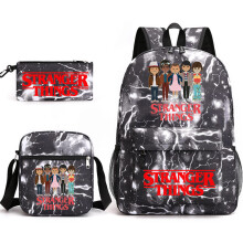 (Lightning Black 5) Stranger Things Backpack 3Pcs Student School Bag