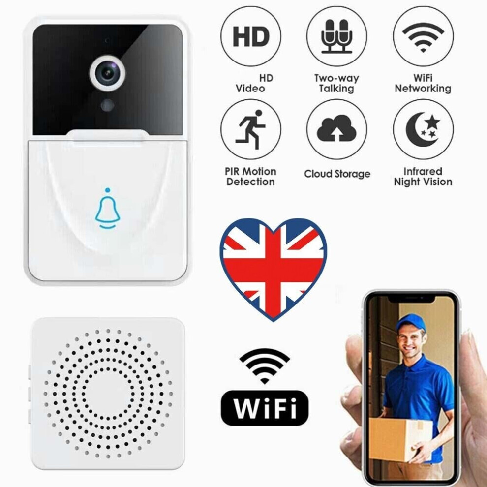 Smart Wireless WiFi Video Doorbell Phone Camera Door Bell Ring Intercom Security