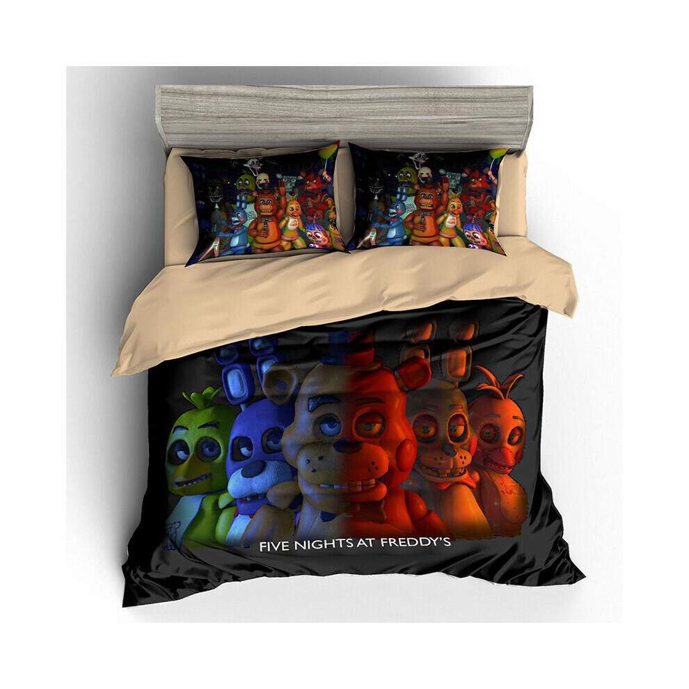 (D, Single?3pcs?) 3d Five Nights At Freddys Bedding Set 3pc Duvet Cover  Pillowcase 4 Sizes