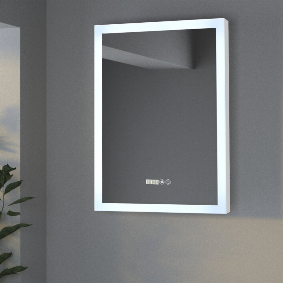 Anti-Fog Aluminum Dimmable LED Bathroom Vanity Mirror with Clock