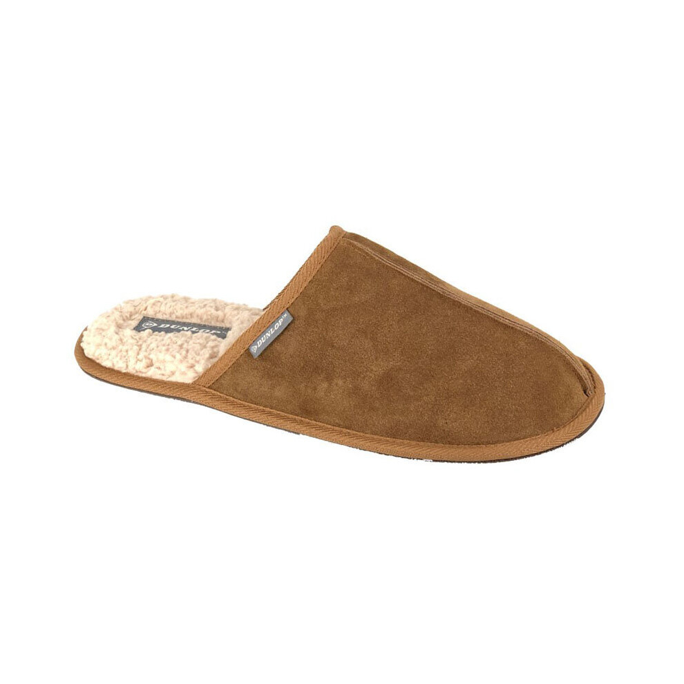 (9 UK) Mens Dunlop Suede Slippers Cognac