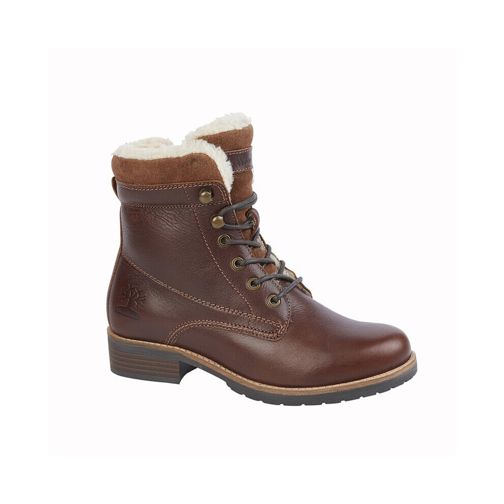 (6 UK) Womens Woodland Leather High Ankle Boots Brown