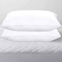 (White Pillow Pair Cover Only) Hotel Quality Soft Pillow Quilted Bounce Back