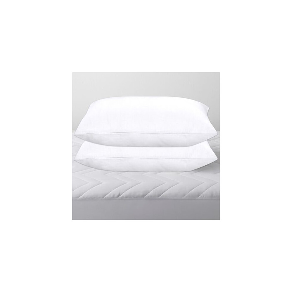 (White Pillow Pair Cover Only) 2 X Pillow Luxury Extra Filled Soft Deep Sleep Firm Bounce Back Bedroom Polycotton White Pillowcase