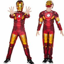 (Red Iron Man with mask, Age 7-8 Years) 3-8 Boys Deluxe Incredible Hulk Age Fancy Dress Kids Avengers Costume