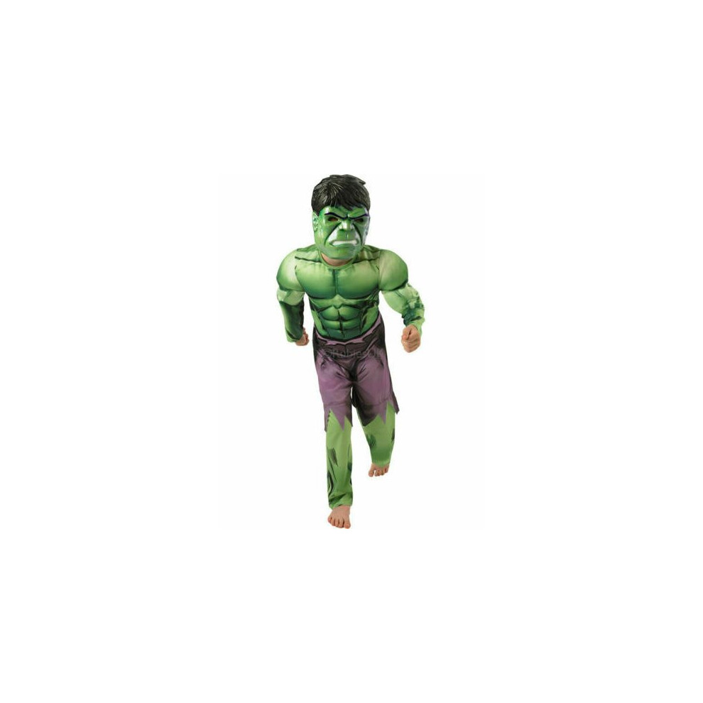 (Hulk with mask, Age 3-4 Years) 3-8 Boys Deluxe Incredible Hulk Age Fancy Dress Kids Marvel Avengers Costume