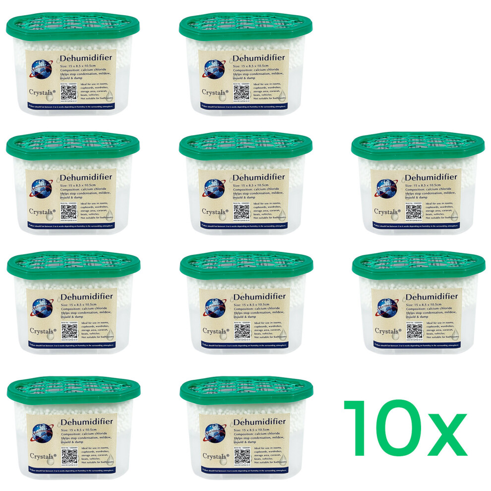 Denny Int Ltd 10-Pack Interior Dehumidifiers For Damp, Mould & Mildew Removal - Ideal For Home, Caravan, Closet & Bathroom (500Ml Each)