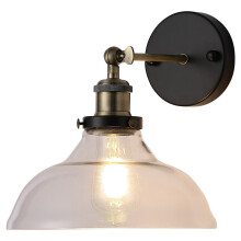 (#2) Industrial 1-Light Wall Lamp with Clear Glass Shade