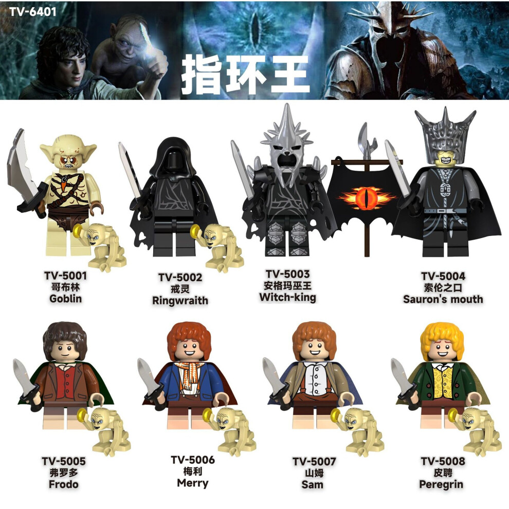 8PCS Lord of the Rings Minifigures Building Blocks Toy Action Figure Model Blocks Fit Lego