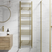 DuraTherm 1600x450mm Brushed Brass Flat Panel Heated Towel Rail - PWLADF1600450BB
