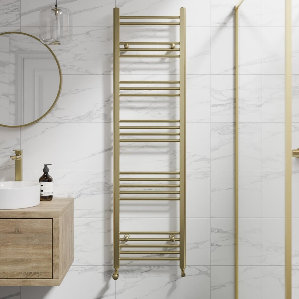 RadiLux Heated Towel Rail Brushed Brass 1600 x 450mm Flat - Image 2