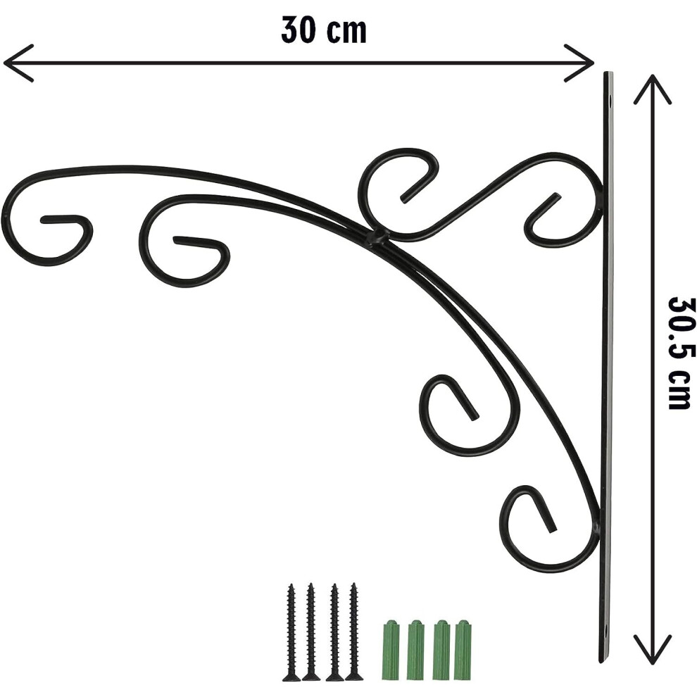 Summerlee Wall Mounted Hanging Basket Bracket Large Heavy Duty Steel Outdoor Hooks For Planters Flowers Signs Bird Feeders Lighting and Accessories