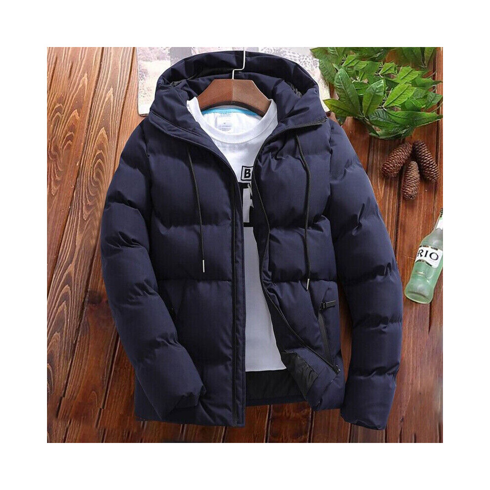 ( Navy Blue, Tag XL=UK S) Men's Jacket Winter Warm Puffer Bubble Down Coat Quilted Zip Padded Outwear