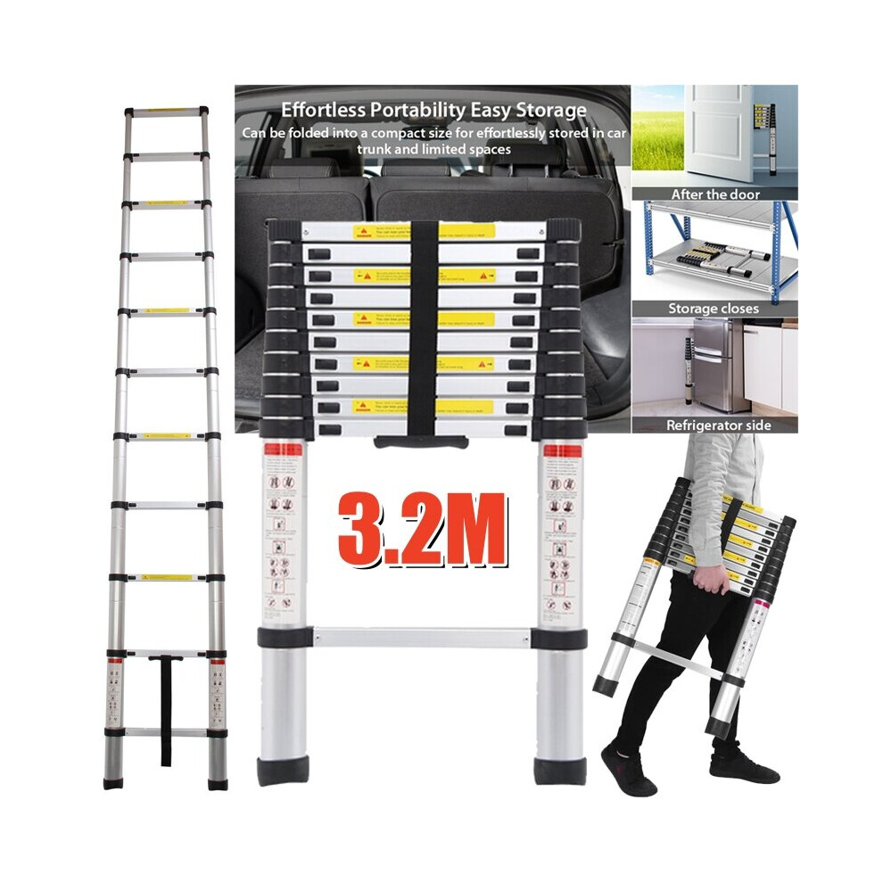 3.2M Aluminium Telescopic Ladder Multi-Purpose Extendable Step Ladder 930856500266