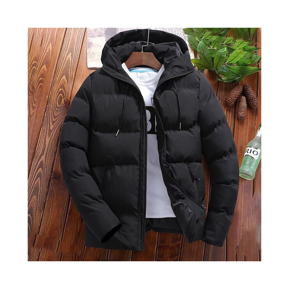 (  Black,   Tag 2XL=UK M) Men's Jacket Winter Warm Puffer Bubble Down Coat Quilted Zip Padded Outwear