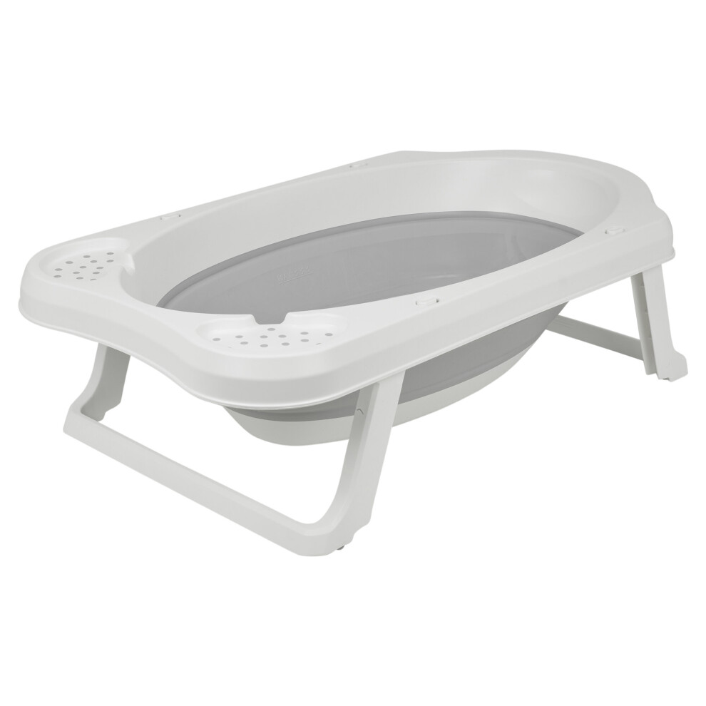 Plastic Grey & White Baby Bath on Stand Wash Tub Corner Compartments