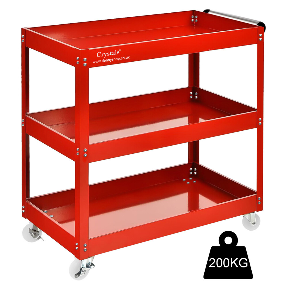 Tool Storage Heavy Duty Garage Trolley Workshop DIY 3 Tier Wheel Cart Shelf